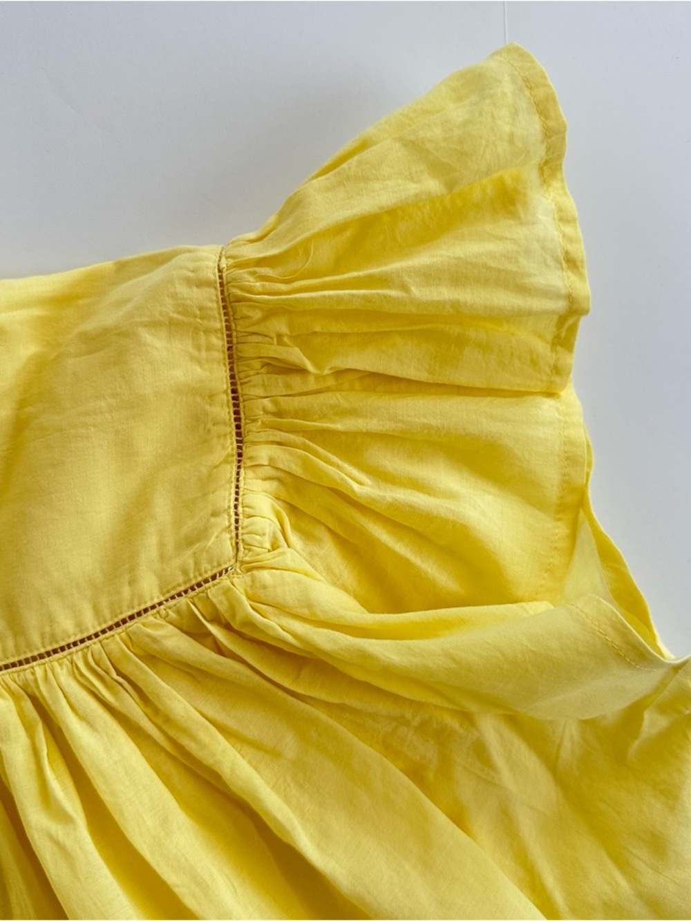 Madewell Shirred Lace Trim Top in Iced Lemon | XXL | EUC - Picture 13 of 16